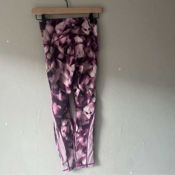 Lululemon Wunder Under High Rise Leggings Blossom Purple White Size 4 - Picture 3 of 9